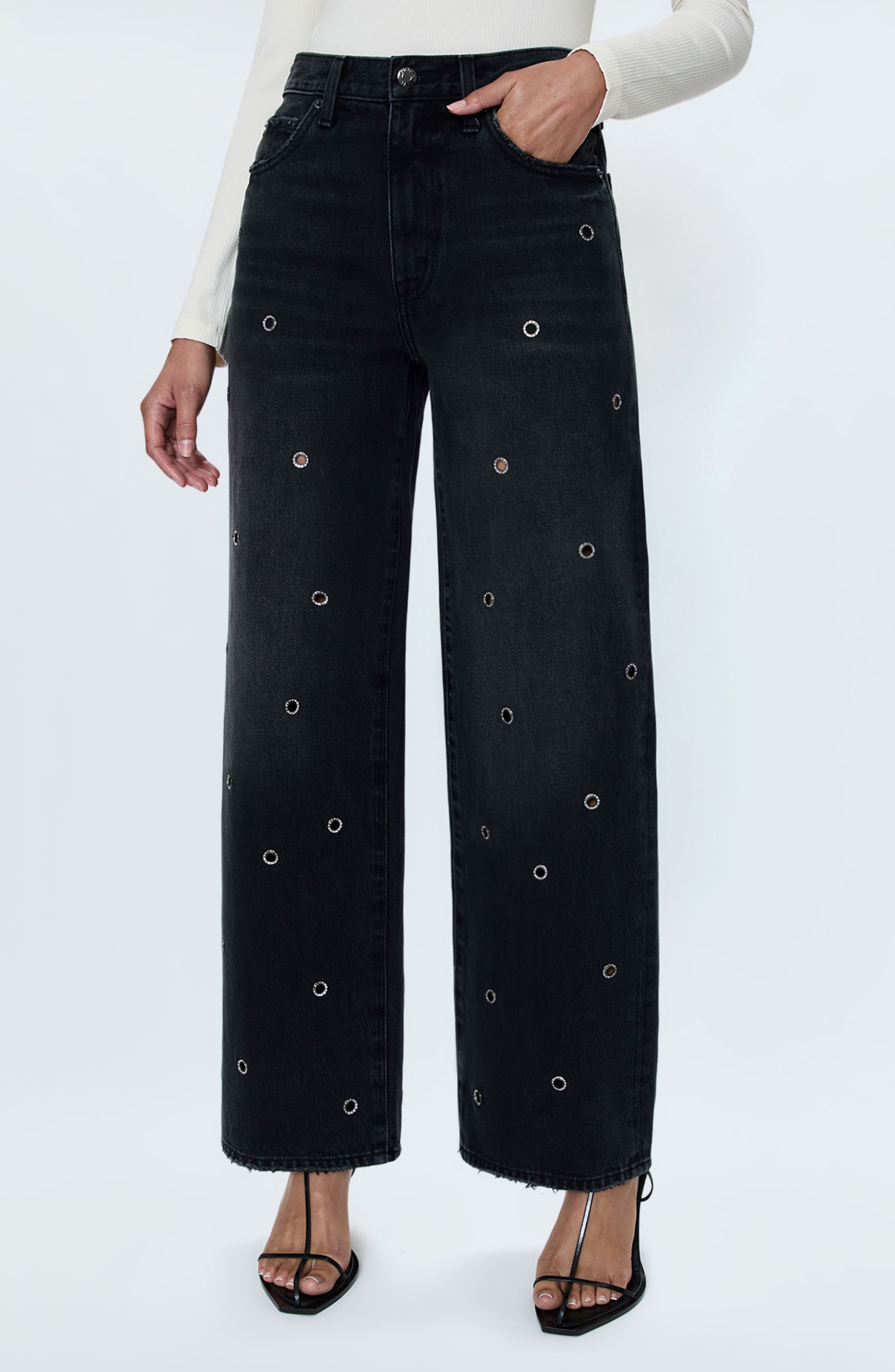 Pistola Hendrix Crystal Embellished Eyelet Jeans
