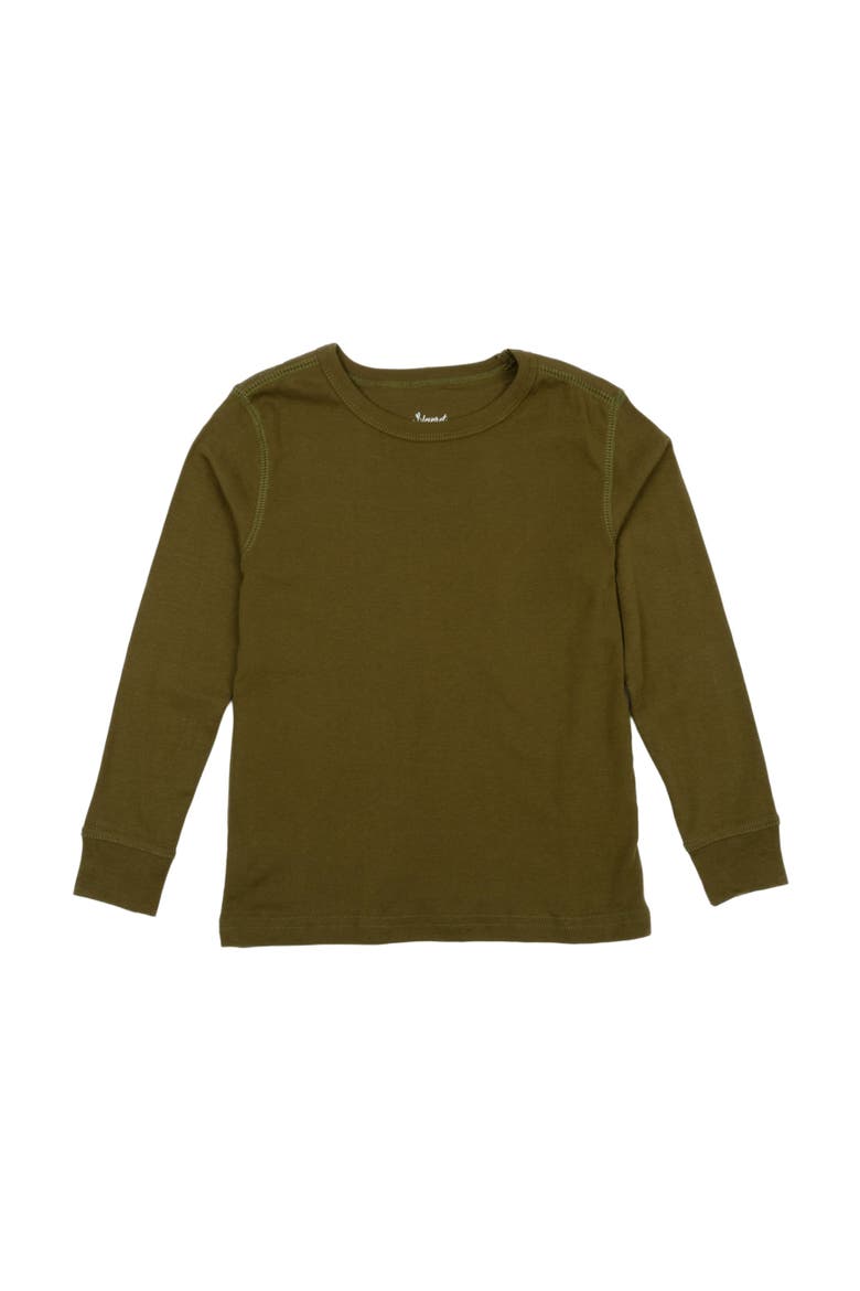 Kids Long Sleeve T-Shirt, 100% Cotton, Solid Colors, Alternate, color, Olive