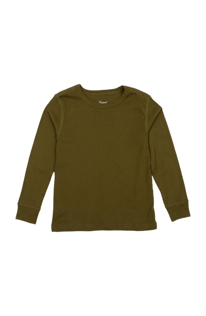 Leveret Kids Long Sleeve T-Shirt, 100% Cotton, Solid Colors, Alternate, color, Olive