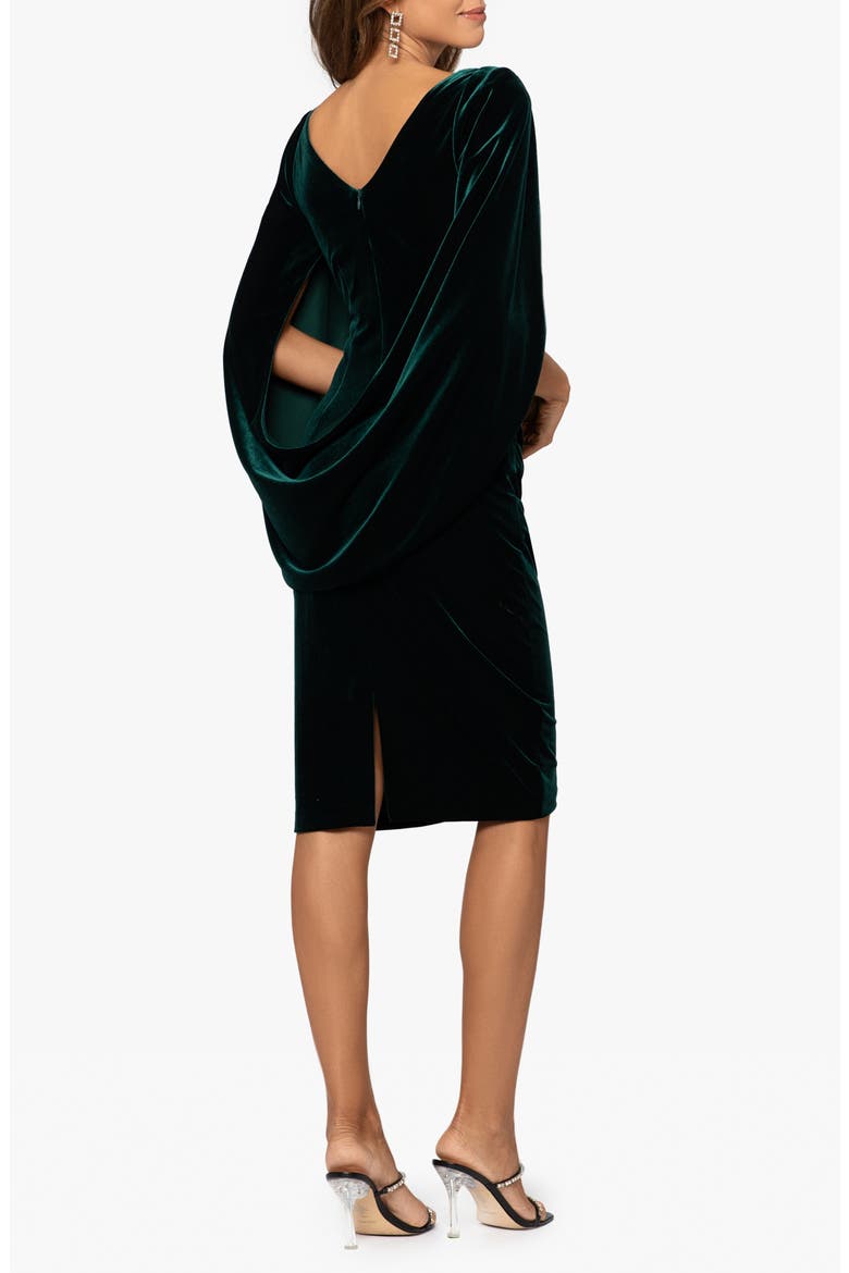 Capelet Velvet Sheath Dress, Alternate, color, HUNTER