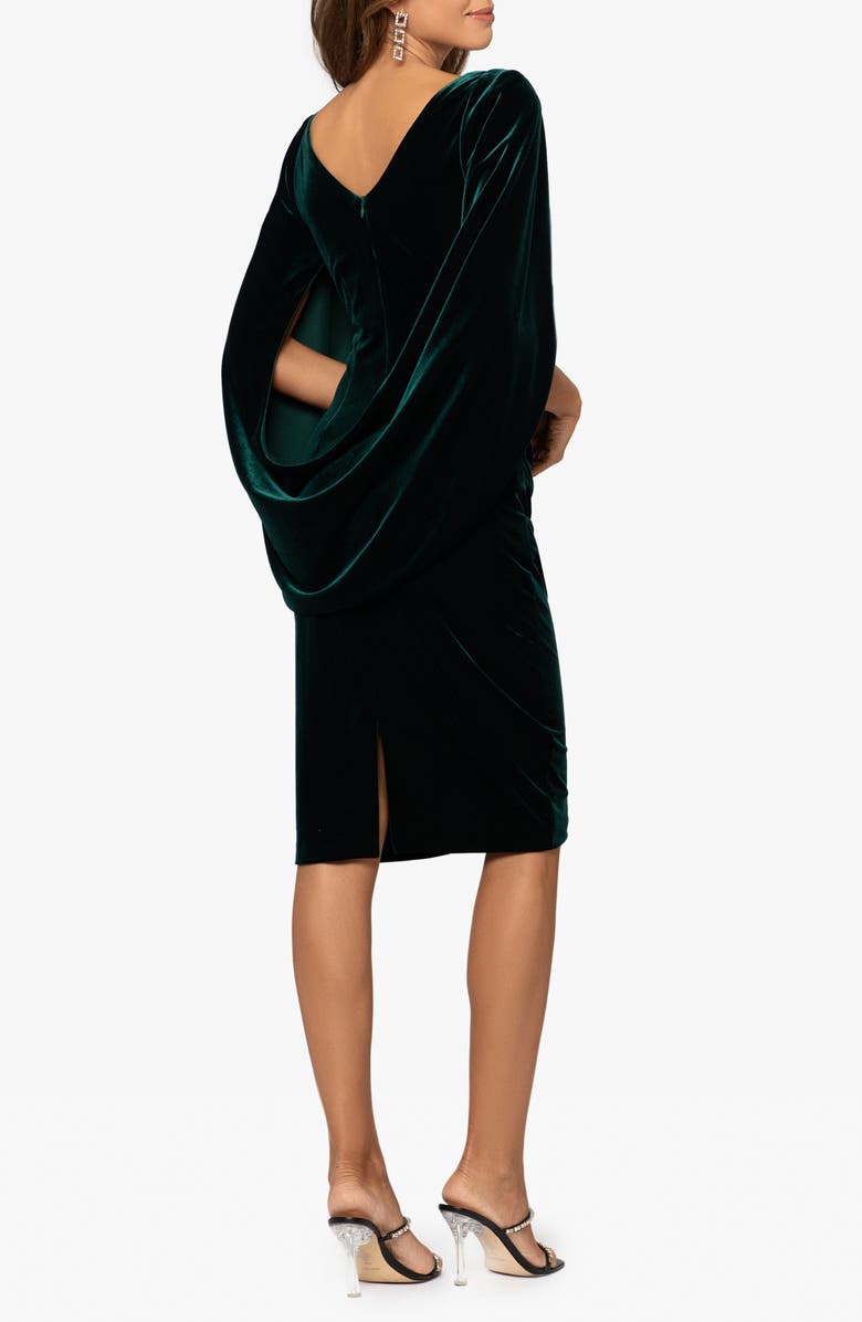 Betsy & Adam Capelet Velvet Sheath Dress, Alternate, color, Hunter