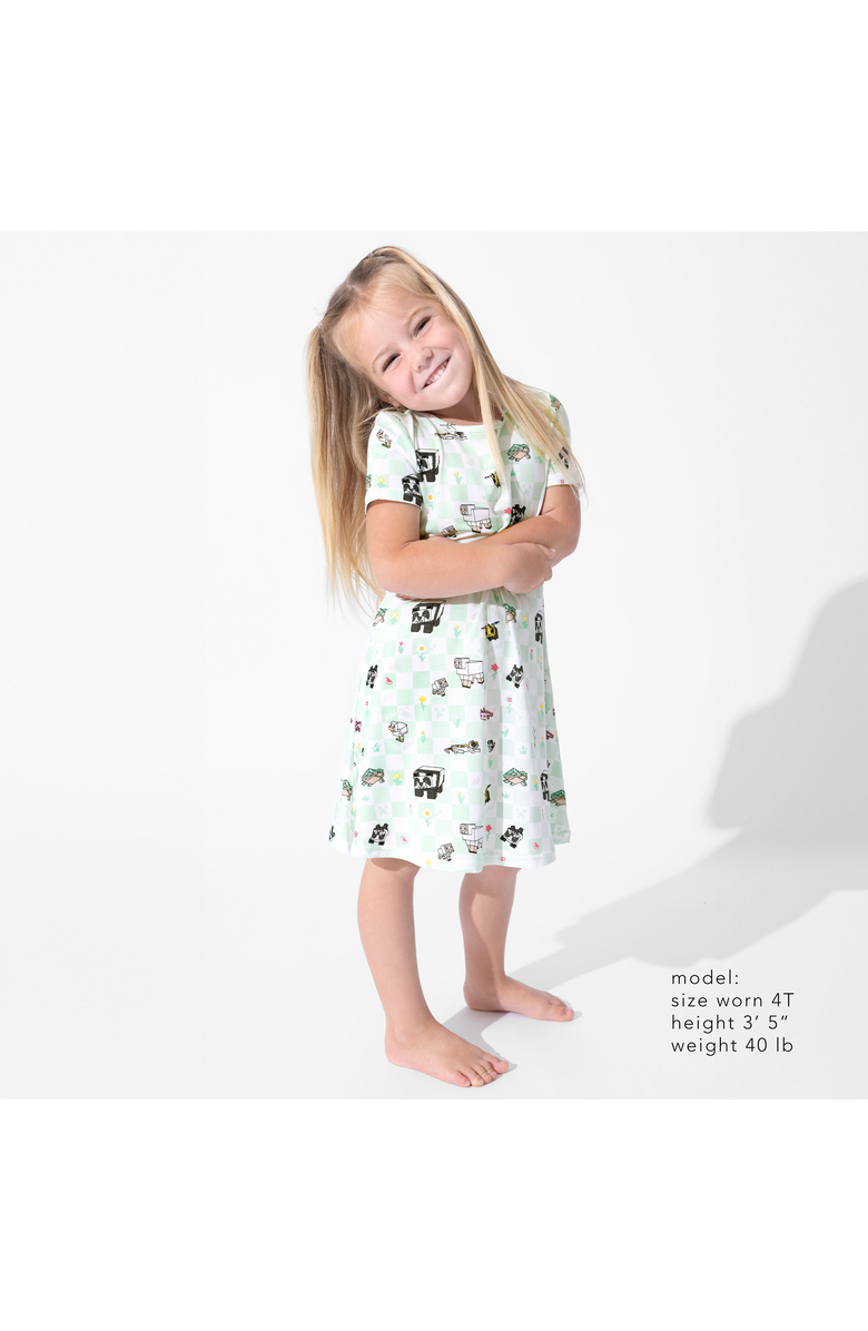 Bellabu Bear Kids' Minecraft Sleep Repeat Short Sleeve Dress, Alternate, color, Minecraft Sleep Repeat