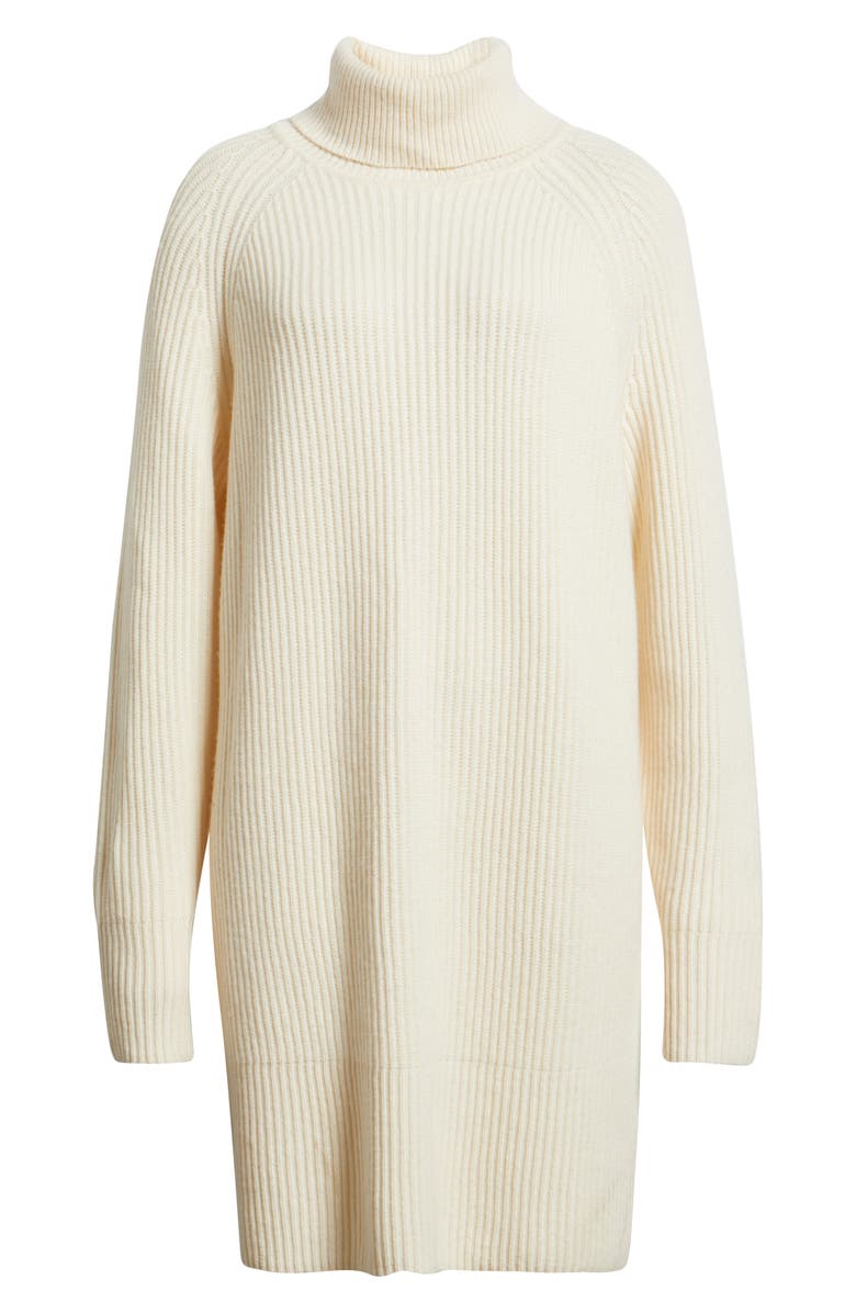 BOSS Foclore Long Sleeve Virgin Wool & Cashmere Turtleneck Sweater Dress, Alternate, color, Soft Cream