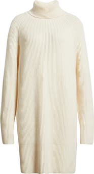 BOSS Foclore Long Sleeve Virgin Wool & Cashmere Turtleneck Sweater Dress