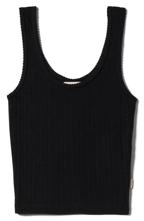 Pointelle Stitch Cotton Tank