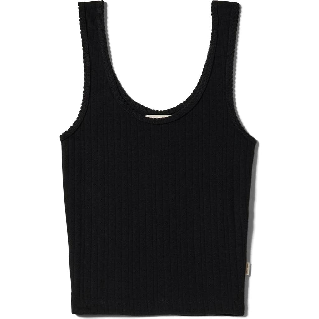 Brixton Pointelle Stitch Cotton Tank In Black