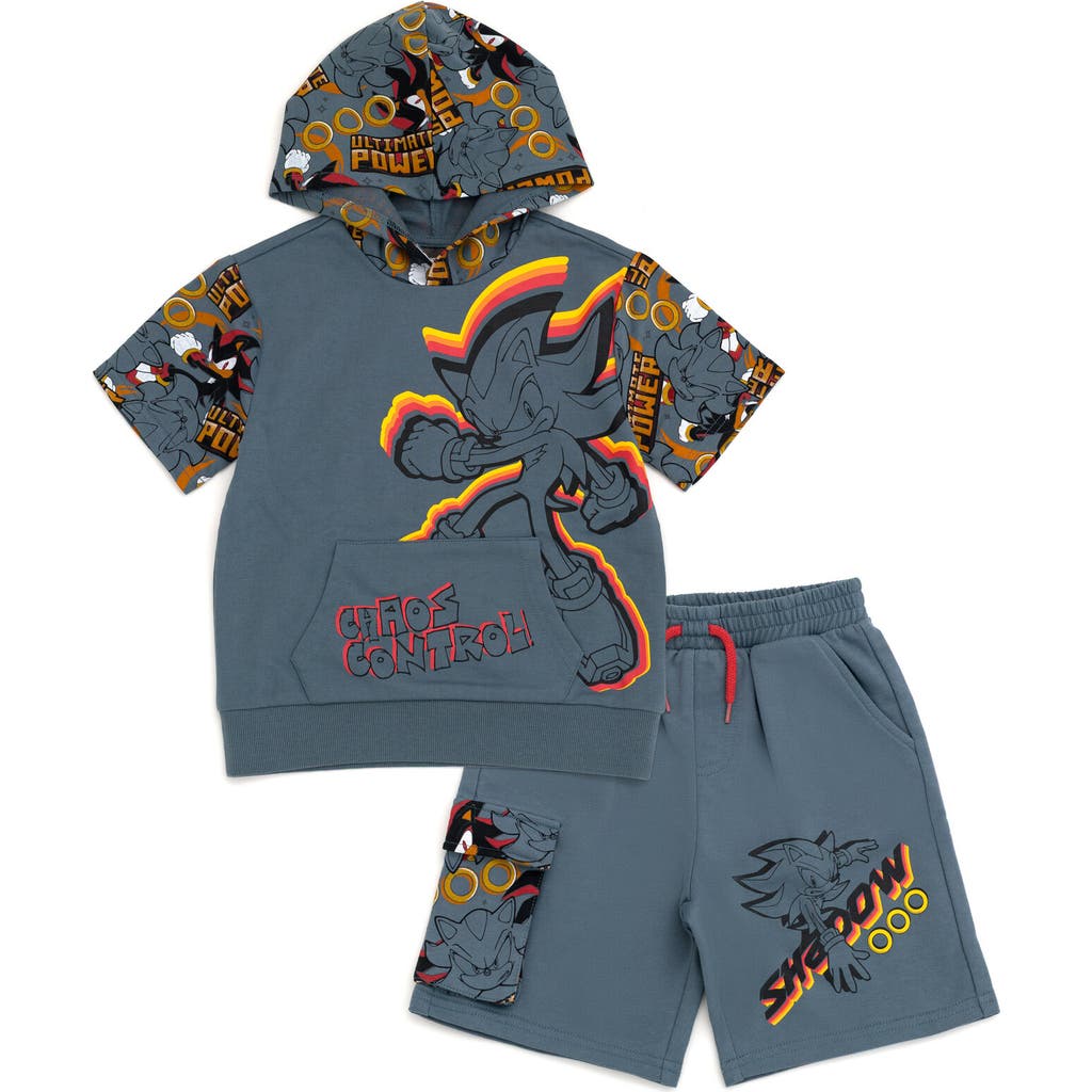 Sega Sonic The Hedgehog Short Sleeve Hoodie & Shorts Set In Multi