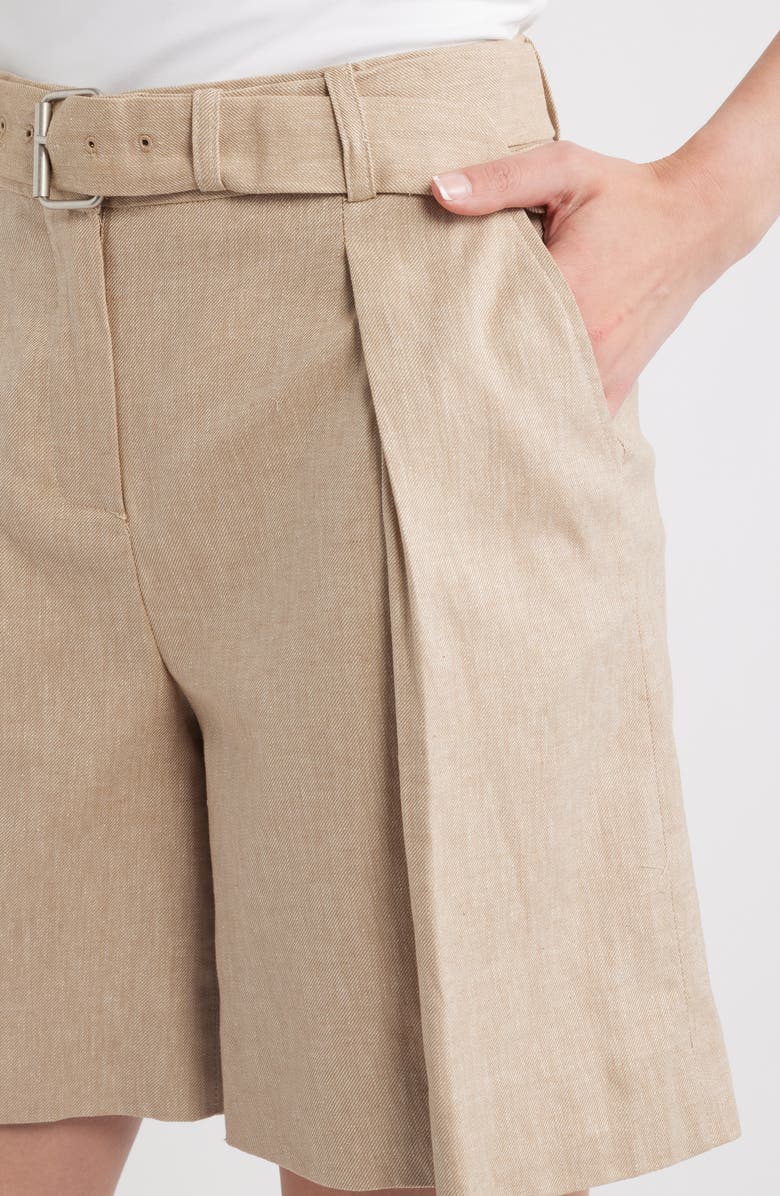 Halogen<sup>®</sup> Belted Pleated Longer Length Shorts, Alternate, color, Pebble