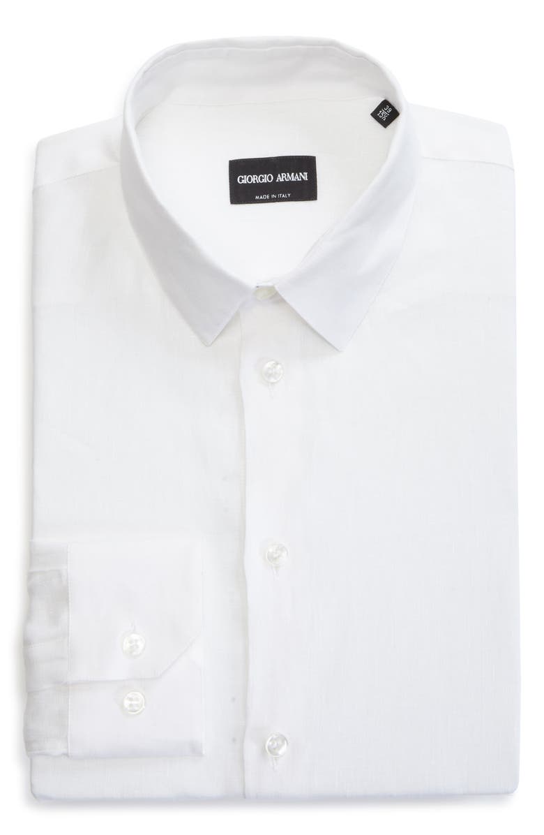 Giorgio Armani Slim Fit Long Sleeve Linen Button-Up Shirt, Alternate, color, 
