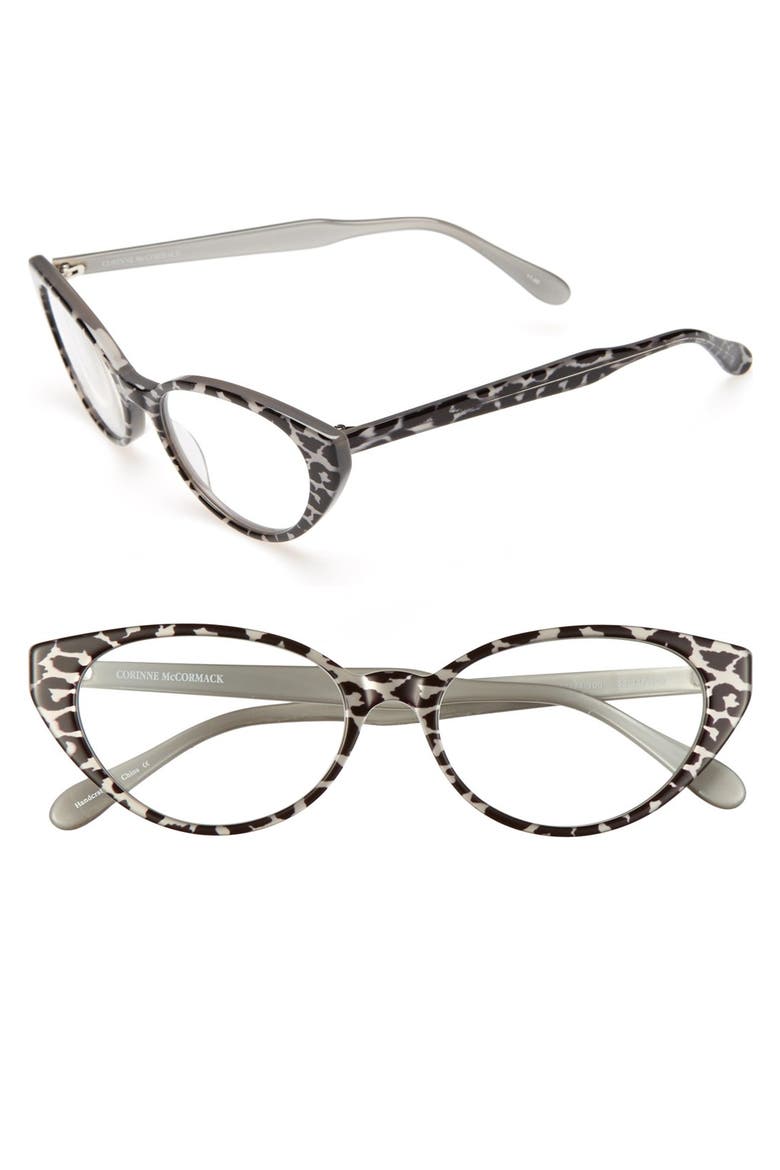 'Diana' 53mm Reading Glasses, Main, color, BLACK/ WHITE LEOPARD
