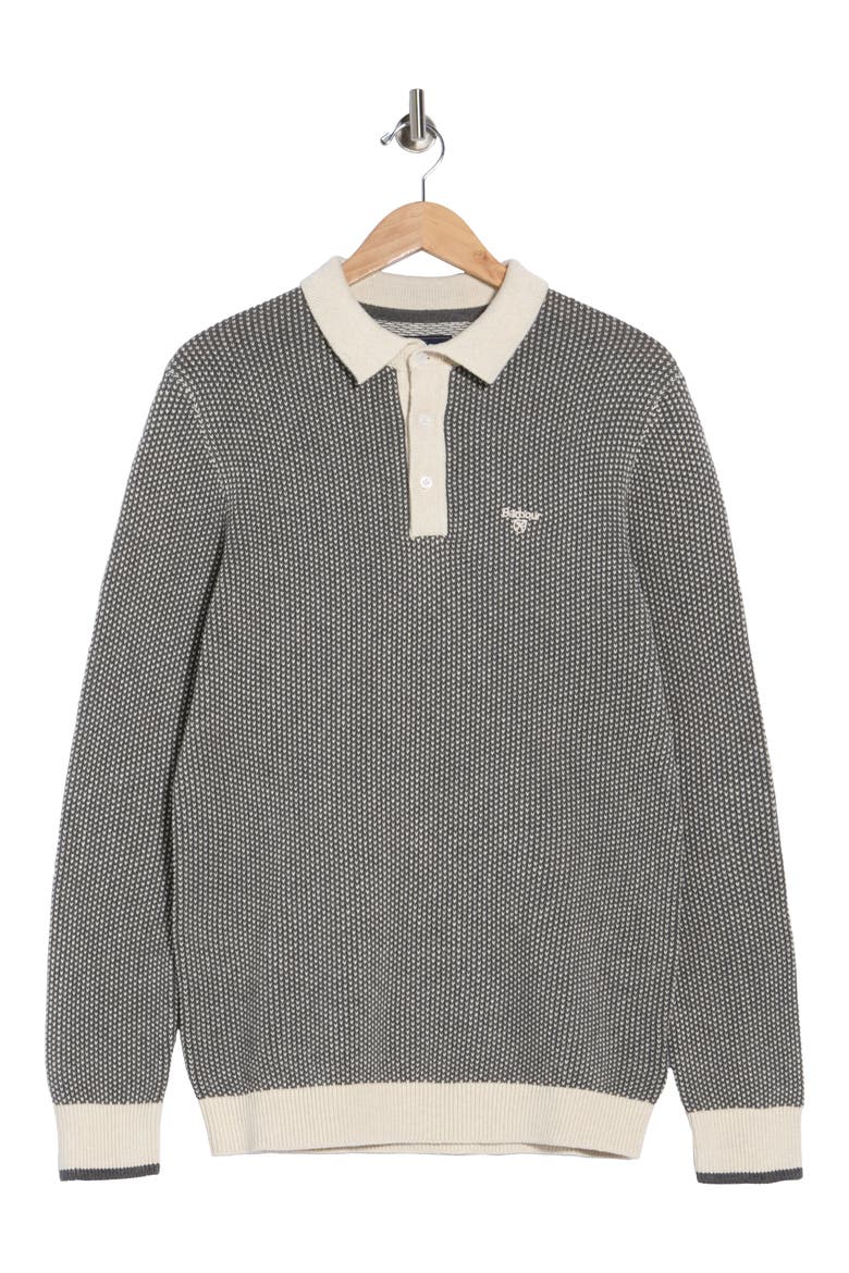Long Sleeve Cotton Knit Polo, Alternate, color, MIST