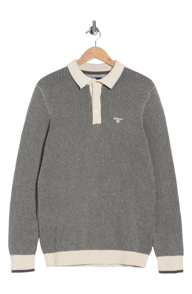Barbour Long Sleeve Cotton Knit Polo, Alternate, color, Mist