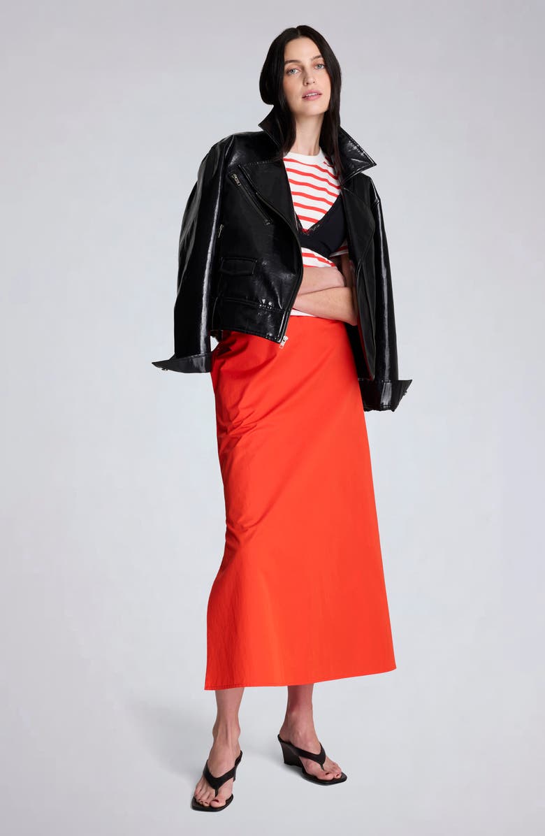 Kenneth Cole Pull On Flare Cotton Blend Maxi Skirt, Alternate, color, Lava Red