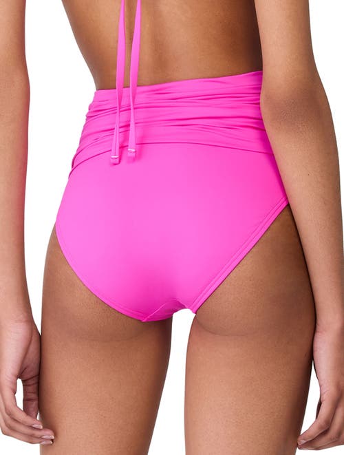 Kate Spade New York Shirred High Waist Bikini Bottom In Vivid Snapdragon