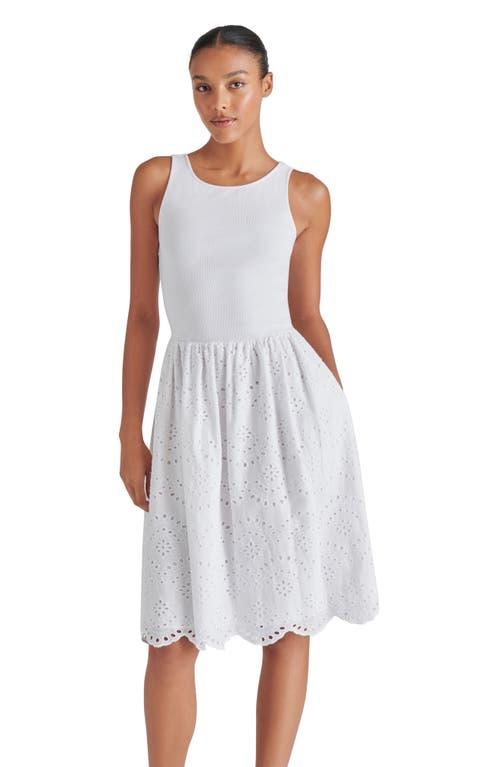 Steve Madden Julian Mixed Media Cotton Dress In White