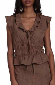 Bagatelle Tie Front Smocked Top