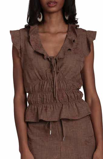 Bagatelle Tie Front Smocked Top
