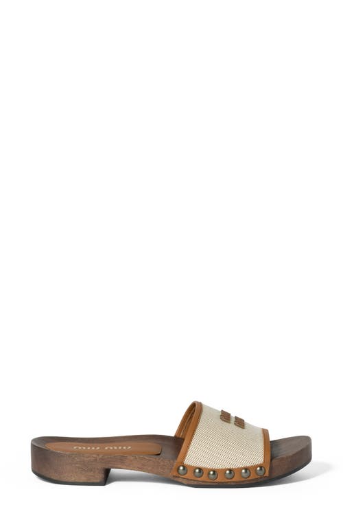 Miu Miu Canvas And Leather Studded Clog Sandals