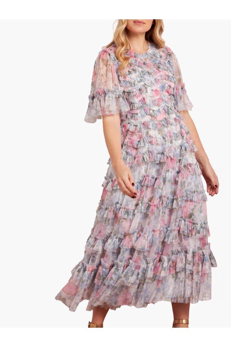 Camille's Garden Round Neck Dress, Main, color, Moonshine