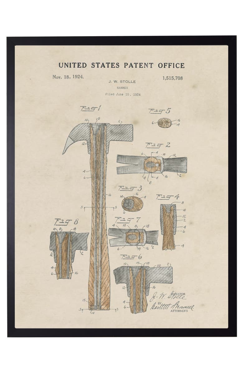 Antique Curiosities Hammer Patent in Black Frame, Main, color, NO COLOR