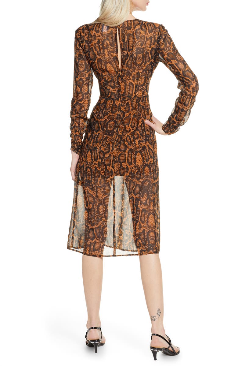 Finders Keepers Lana Snakeskin Print Long Sleeve Dress, Alternate, color, 