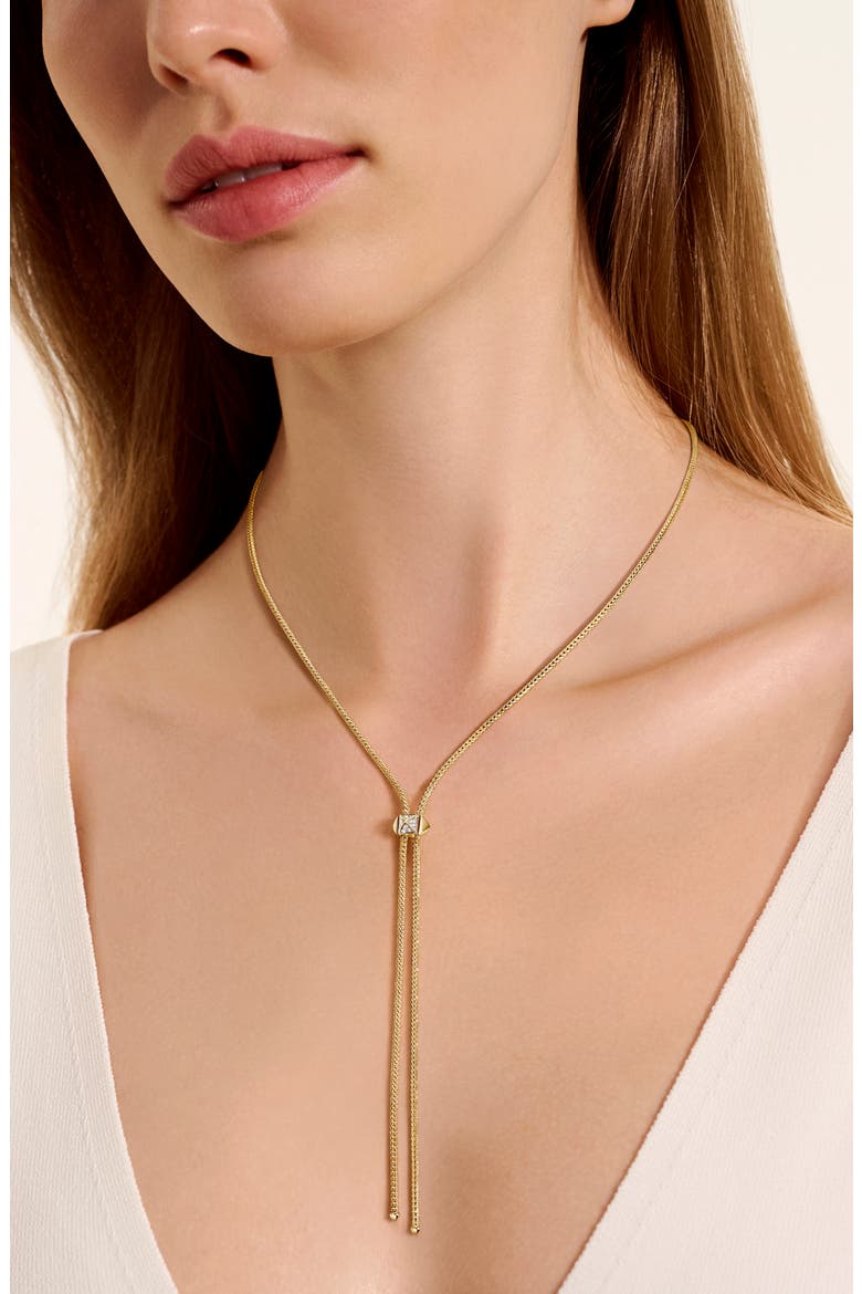 Icon Stud Bolo Necklace, 14K Gold, Diamonds, Alternate, color, GOLD