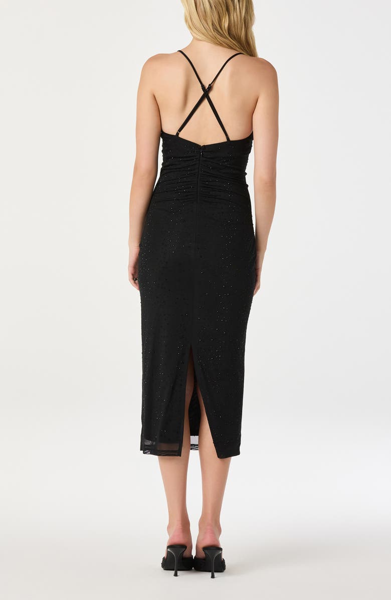 ASTR the Label Rhinestone Mesh Cocktail Dress, Alternate, color, Black
