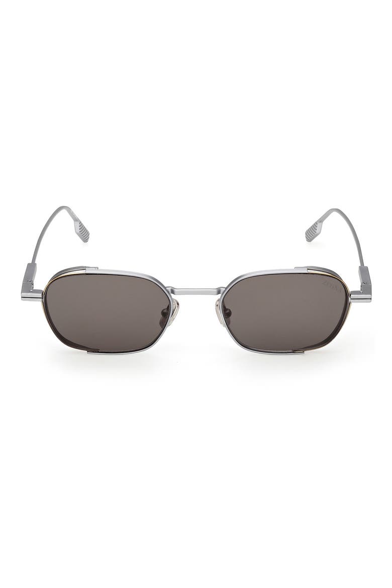 52mm Geometric Sunglasses, Main, color, PALLADIUM / SMOKE