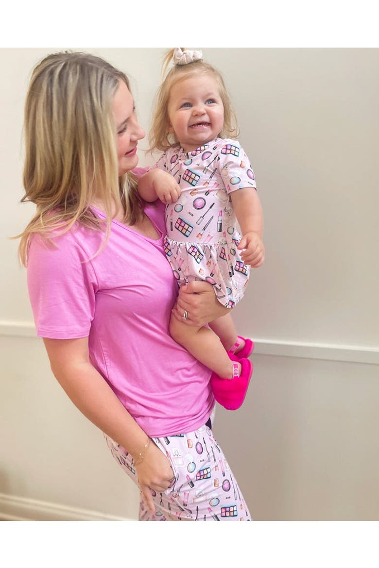 Makeup Print Relaxed Lounge Pants, Alternate, color, Pink