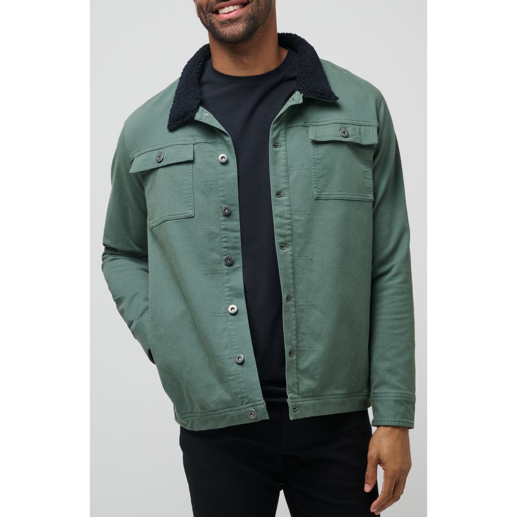 Travismathew Cloud Denim Fleece Collar Jacket In Green