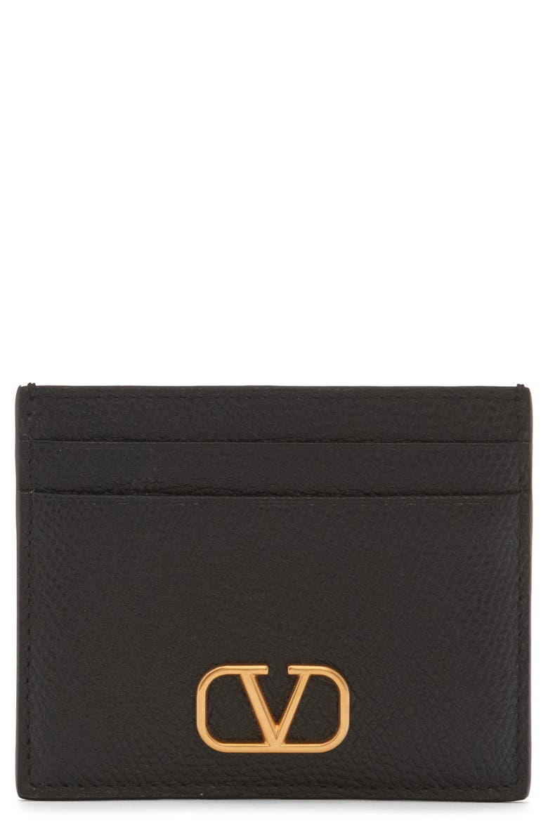 Valentino Garavani VLOGO Signature Leather Card Case, Main, color,