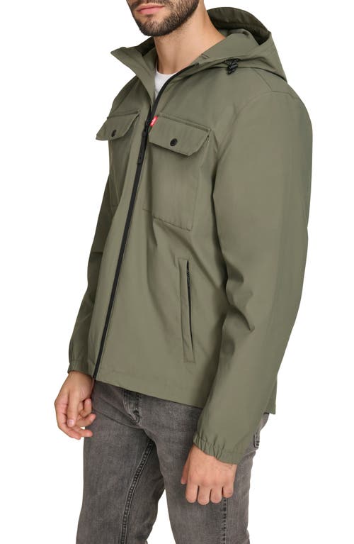 Levi's Hooded Rain Jacket In Sage Green