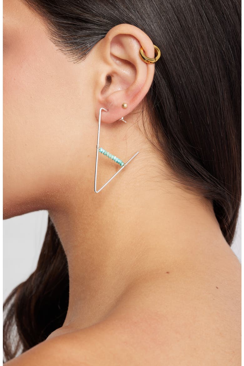 Geo Beaded Hoop Earrings, Alternate, color, STERLING SILVER