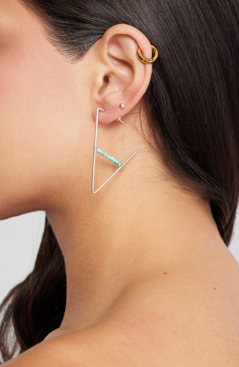 Nashelle Geo Beaded Hoop Earrings, Alternate, color, Sterling Silver