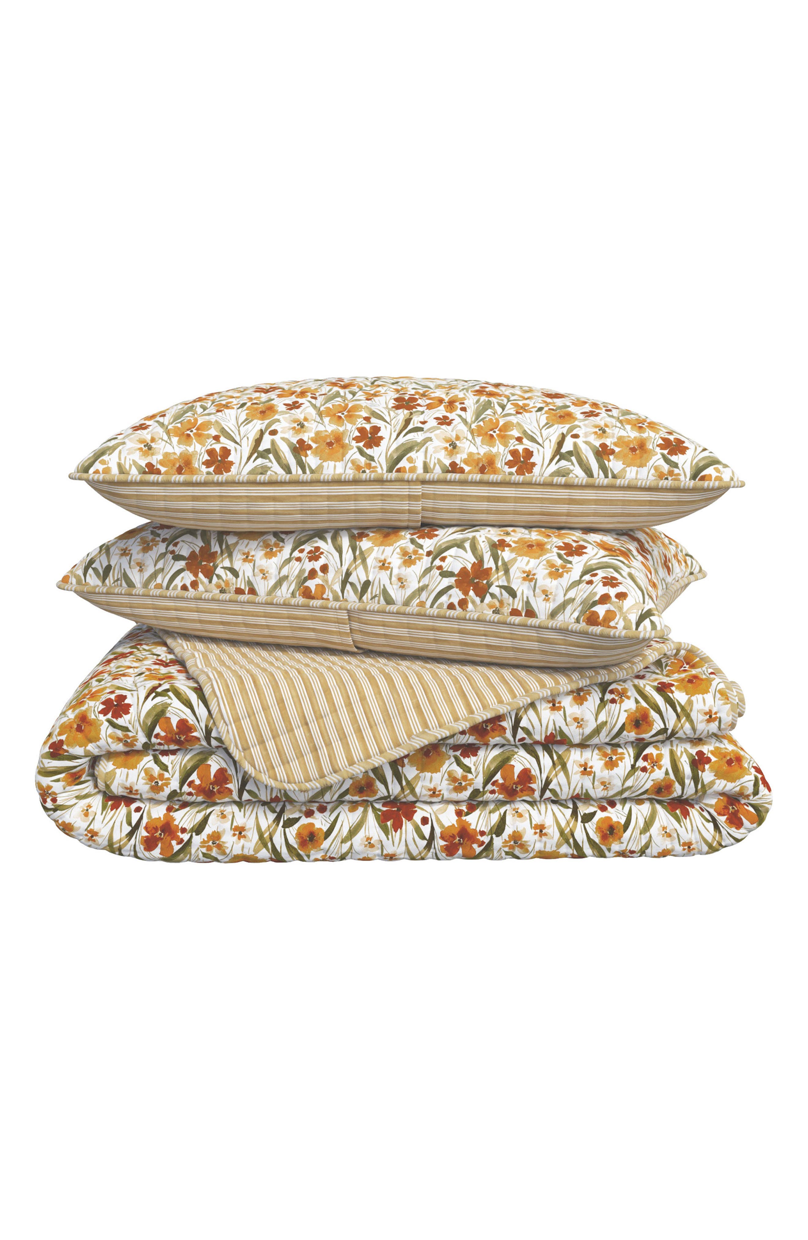 Golden Floral Meadow Quilt Set