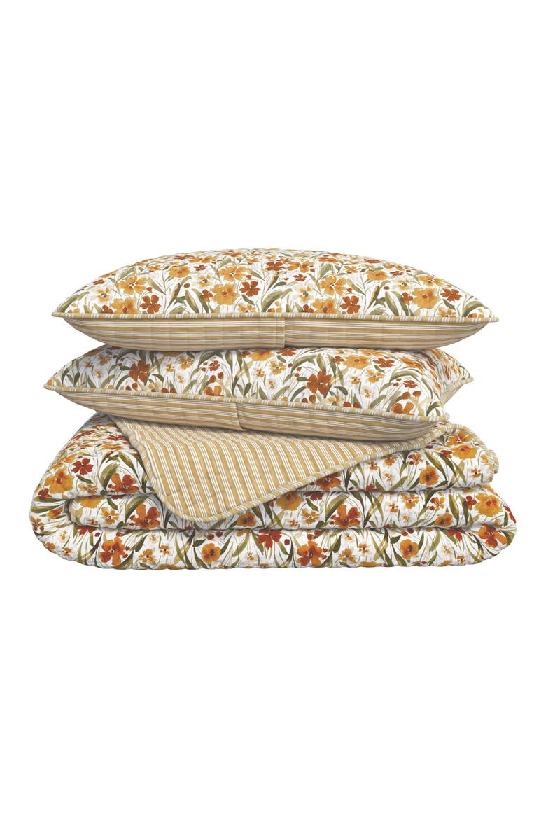 Golden Floral Meadow Quilt Set, Main, color, GOLDEN MEADOW