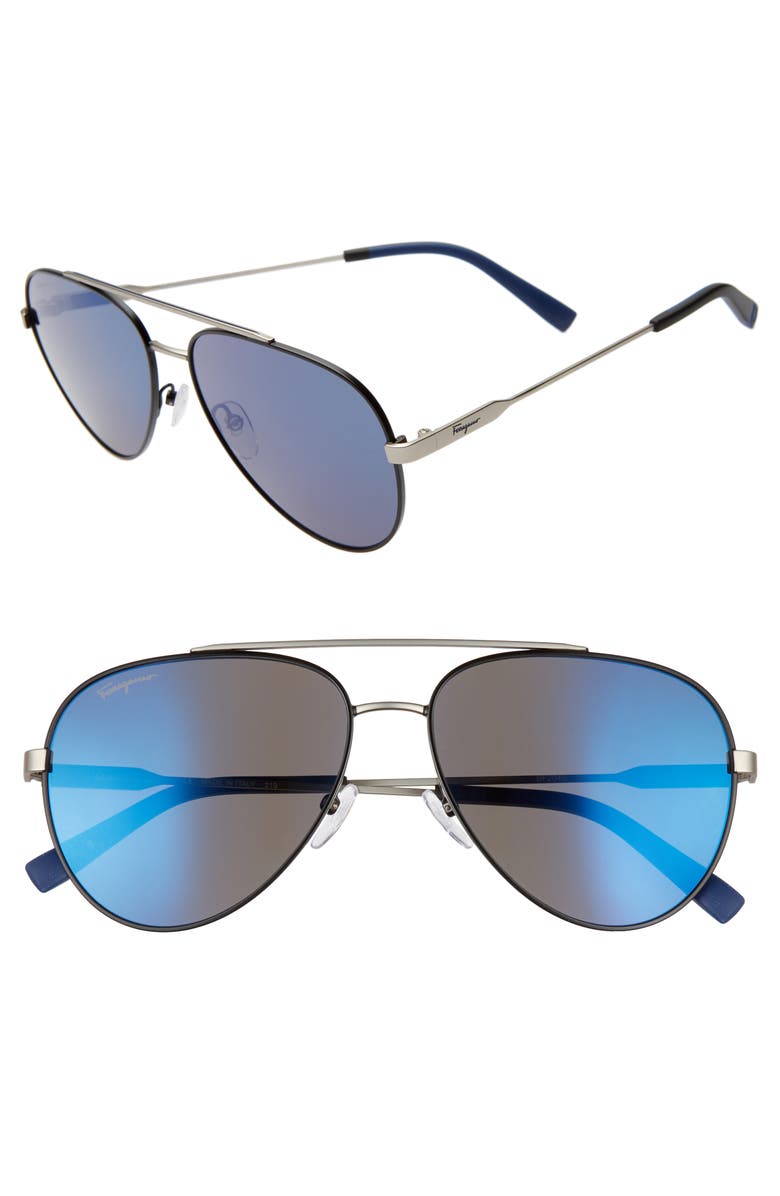 FERRAGAMO 59mm Aviator Sunglasses, Main, color, 