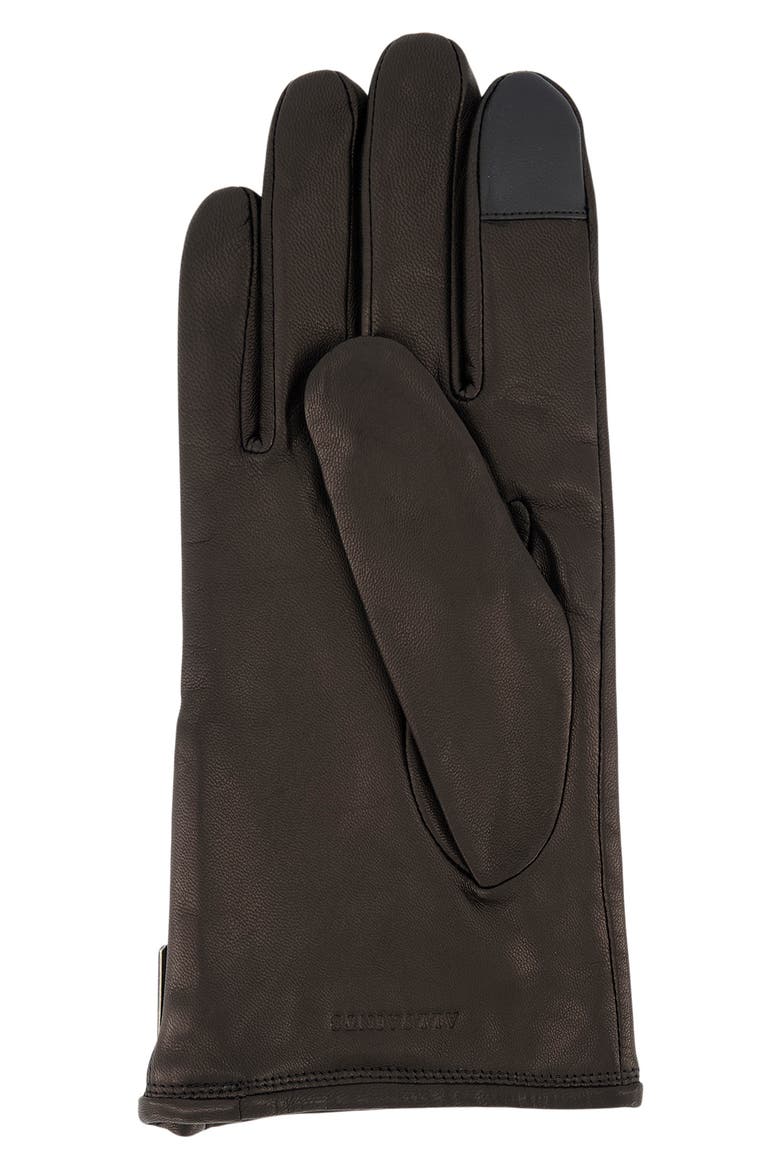 Zip Leather Gloves, Alternate, color, BLACK