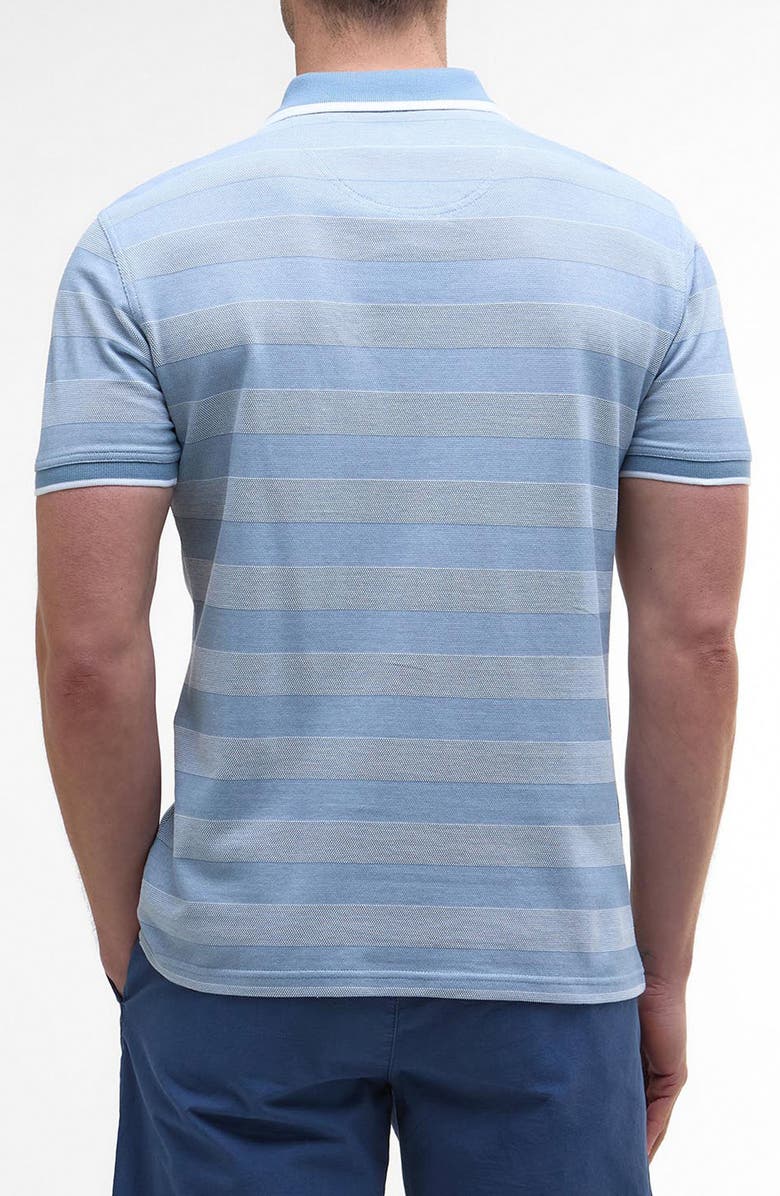 Barbour Branton Textured Stripe Cotton Piqué Polo, Alternate, color, Bleached Blue