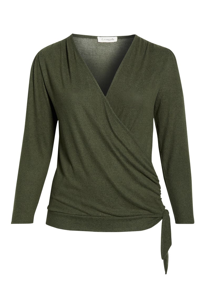 Wrap Front Side Tie Knit Top, Alternate, color, OLIVE