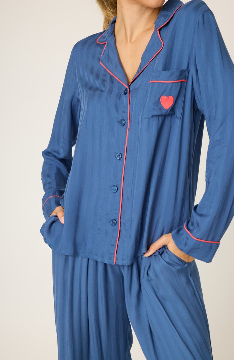PJ Salvage LA Rose Jersey Pajamas, Alternate, color, Harbor