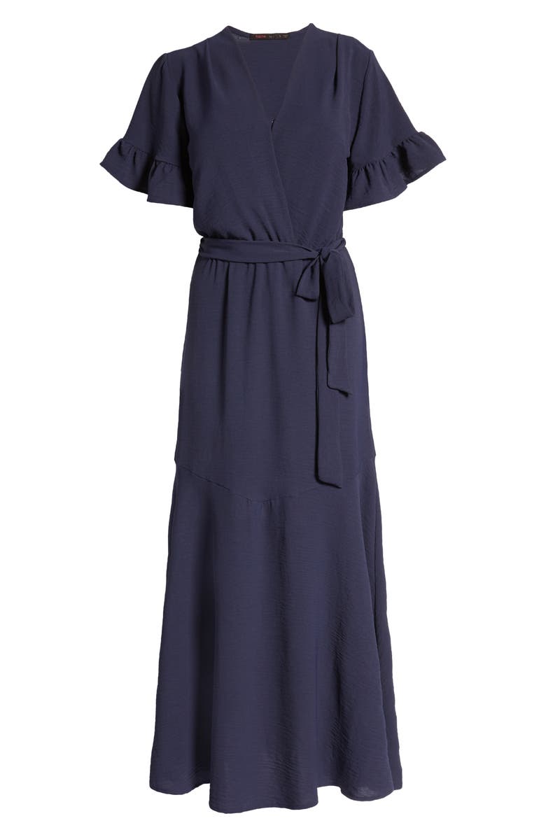 Fraiche by J Ruffle Sleeve Faux Wrap Dress, Alternate, color,