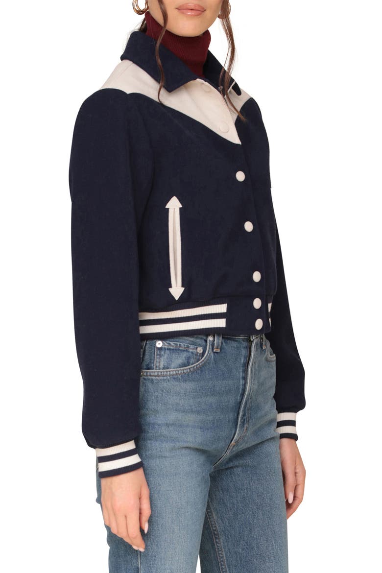 Western Bomber Jacket, Alternate, color, NAVY/ OFF WHITE