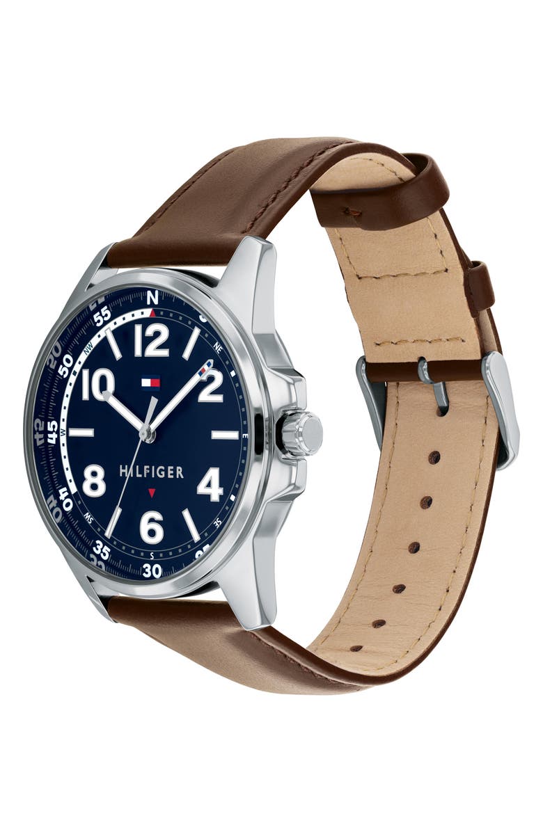 Tommy Hilfiger Essentials Leather Strap Watch, 45.1mm, Alternate, color, Blue