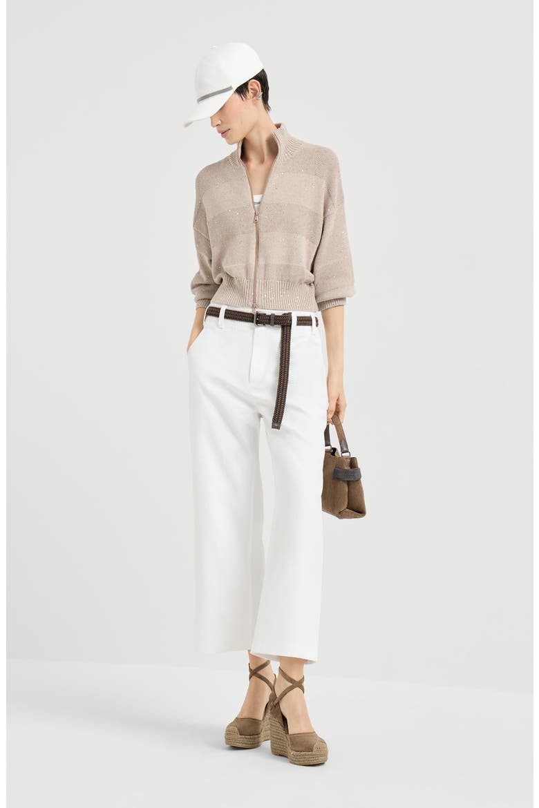 Cardigan with dazzling stripes, Alternate, color, Desert