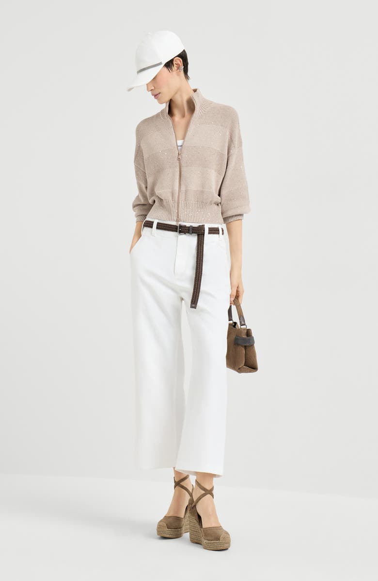 Brunello Cucinelli Cardigan with dazzling stripes, Alternate, color, Desert