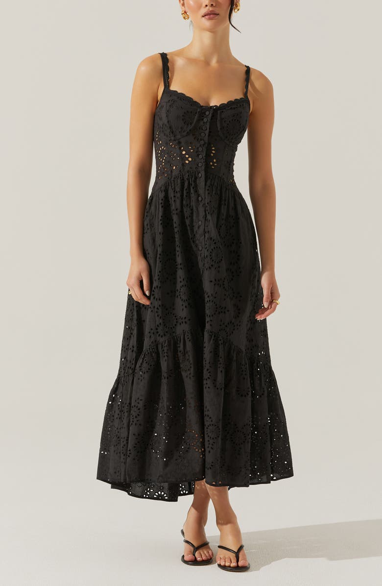 ASTR the Label Yamila Cotton Eyelet High-Low Dress, Alternate, color, 