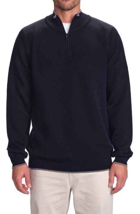 Quarter Zip Merino Wool Knit Pullover