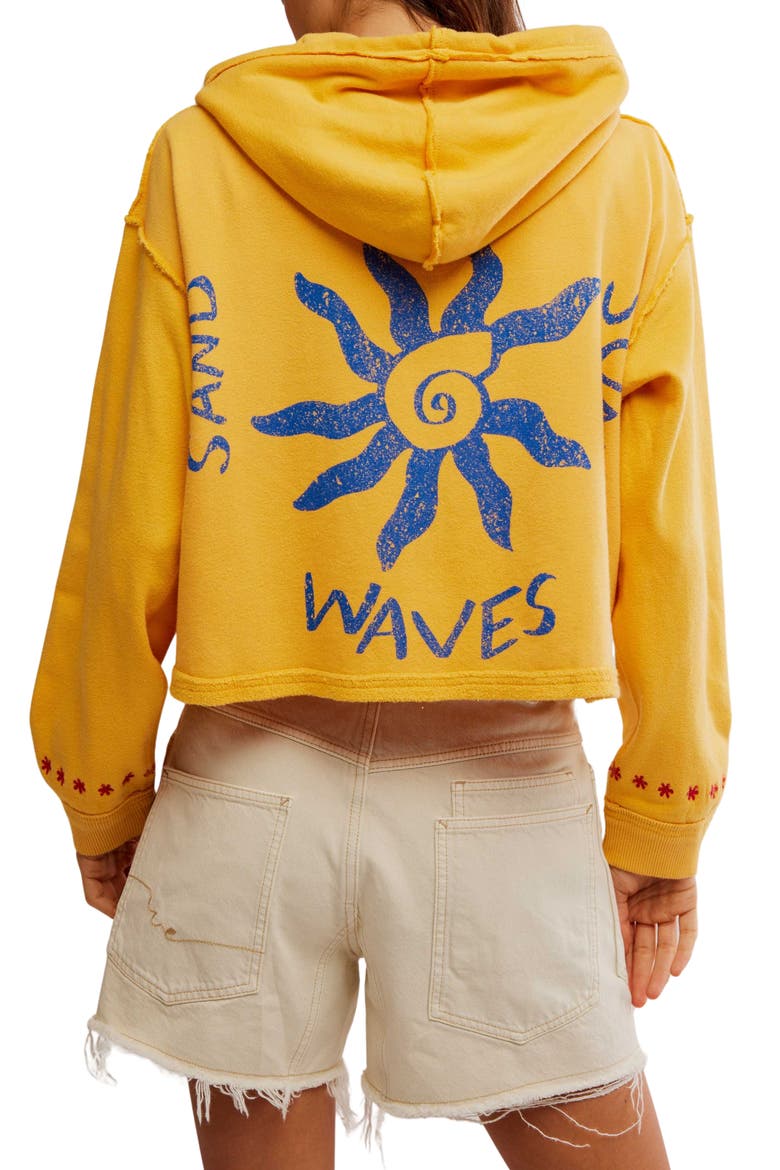Free People Mermaid Embroidery Detail Graphic Zip-Up Hoodie (Women