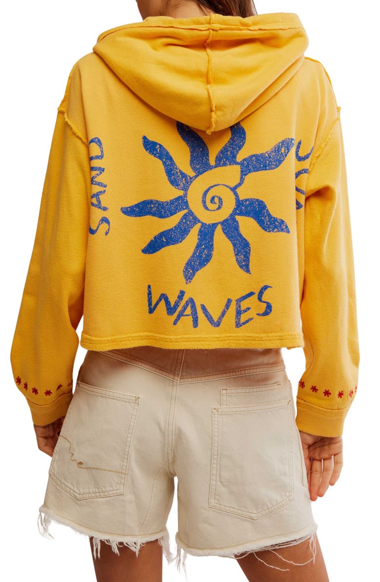 Free People Mermaid Embroidery Detail Graphic Zip-Up Hoodie, Alternate, color, 